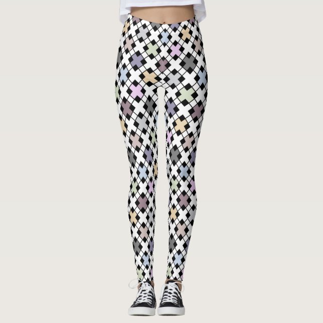  Geometric pattern multicolored Leggings (Front)