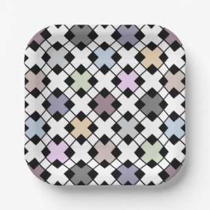 Geometric pattern multicolored paper plate