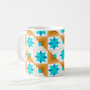 Geometric pattern multicolored patchwork coffee mug