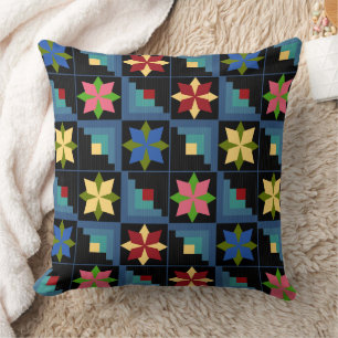 Geometric pattern multicolored patchwork  cushion