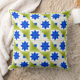 Geometric pattern multicolored patchwork cushion