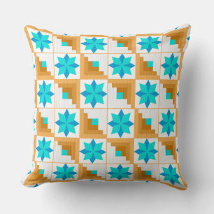 Geometric pattern multicolored patchwork cushion