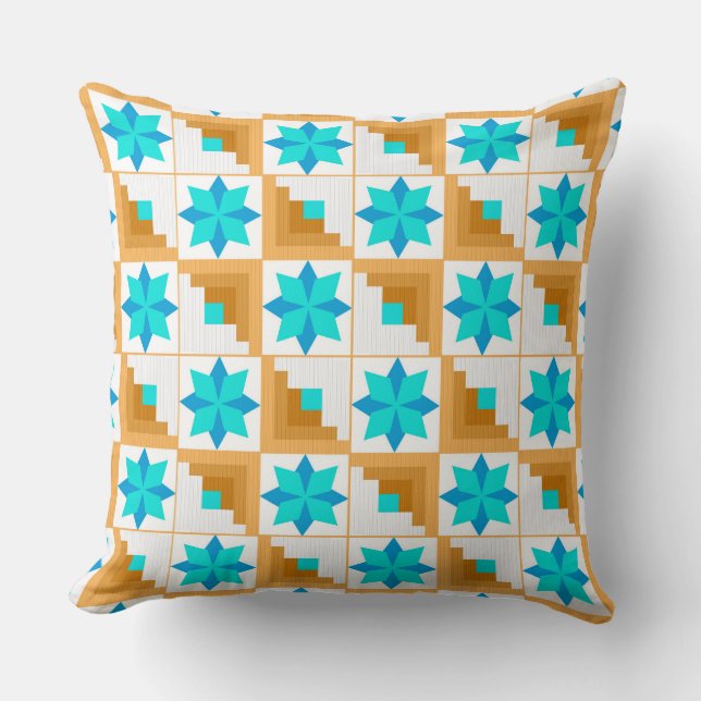 Geometric pattern multicolored patchwork cushion (Front)