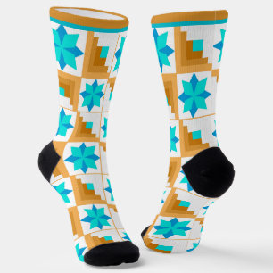 Geometric pattern multicolored patchwork socks