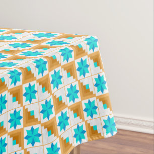 Geometric pattern multicolored patchwork tablecloth