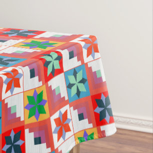 Geometric pattern multicolored patchwork  tablecloth