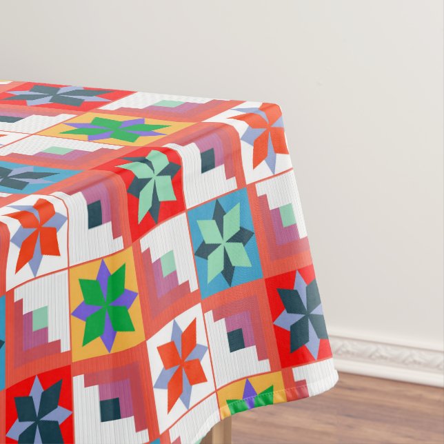 Geometric pattern multicolored patchwork  tablecloth (In Situ)