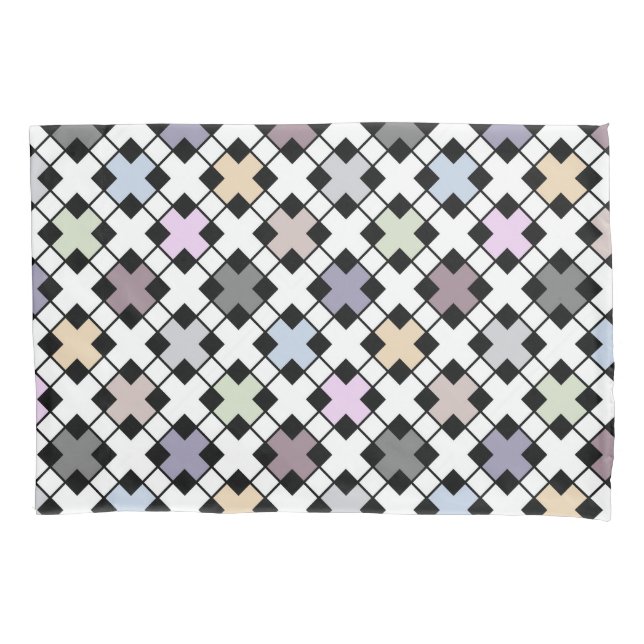 Geometric pattern multicolored pillowcase (Front)