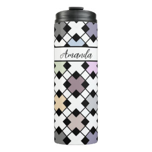 Geometric pattern multicolored thermal tumbler
