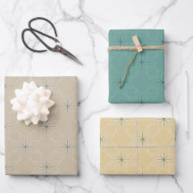 Geometric Pattern | Muted Teal, Gold and Taupe