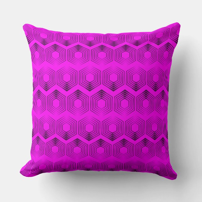 geometric pattern neon fuchsia colour cushion (Front)