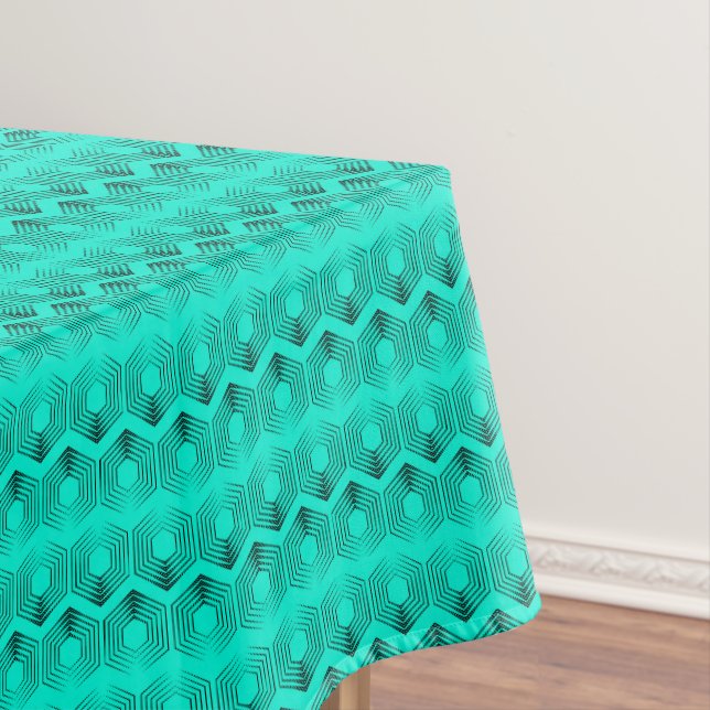 geometric pattern neon green colours tablecloth (In Situ)