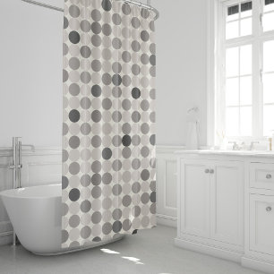 Geometric pattern of brawn and gray polka dots shower curtain