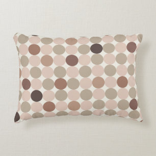 Geometric pattern of brown and pink polka dots decorative cushion