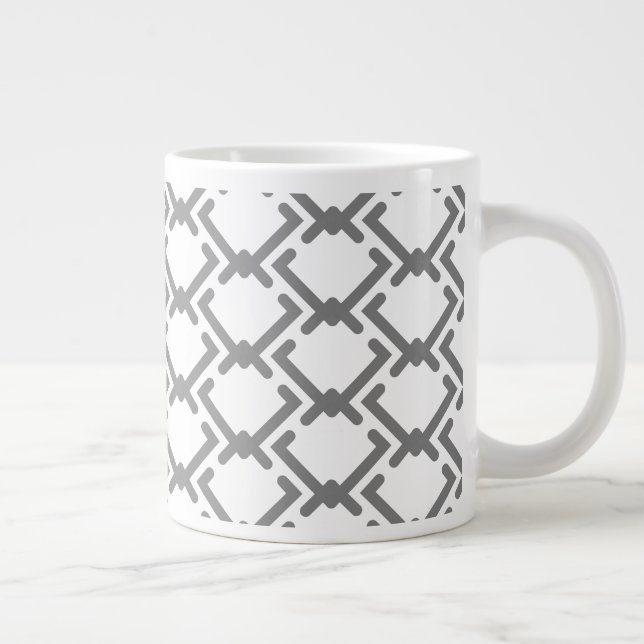 Geometric Pattern of Different Size Grey Chevrons Large Coffee Mug (Right)