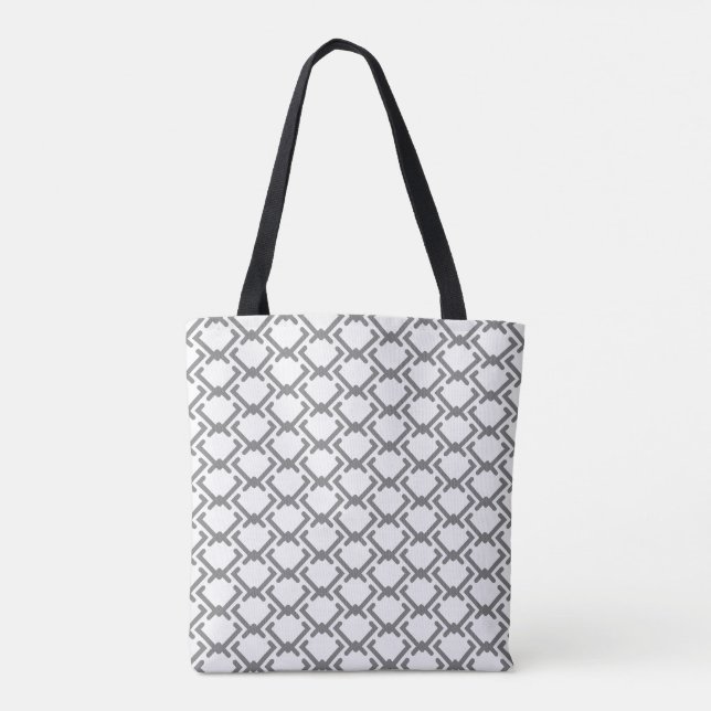 Geometric Pattern of Different Size Grey Chevrons Tote Bag (Back)