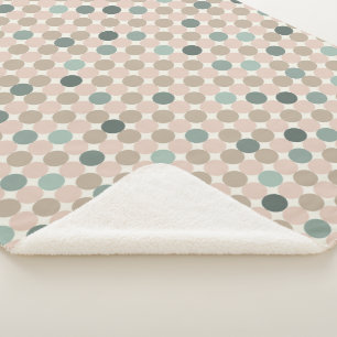 Geometric pattern of green and pink polka dots sherpa blanket