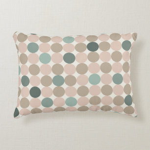 Geometric pattern of green, brown, pink polka dots decorative cushion