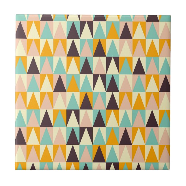Geometric pattern of multi-colored triangles  tile (Front)
