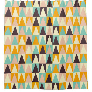 Geometric pattern of multi-coloured triangles shower curtain