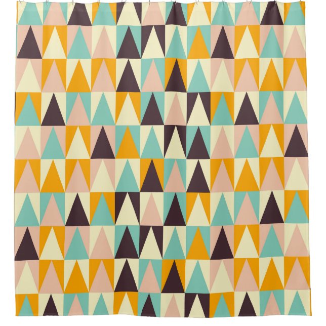 Geometric pattern of multi-coloured triangles  shower curtain (Front)