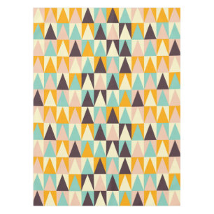 Geometric pattern of multi-coloured triangles tablecloth
