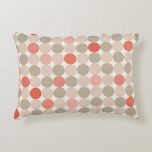 Geometric pattern of red, brown, pink polka dots decorative cushion