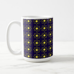 Geometric Pattern of Yellow Daisy Flowers Coffee Mug