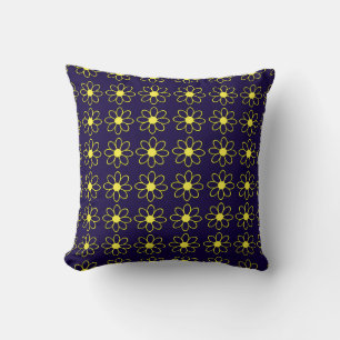Geometric Pattern of Yellow Daisy Flowers Cushion