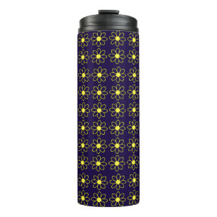 Geometric Pattern of Yellow Daisy Flowers Thermal Tumbler