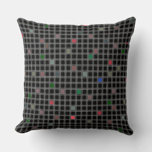 Geometric pattern on a black background chequered cushion