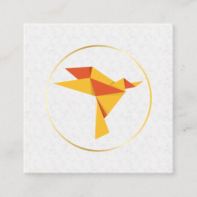 Geometric Pattern | Origami Bird Square Business Card (Front)