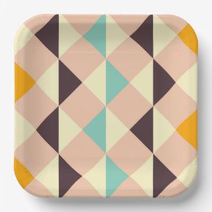 Geometric pattern overlapping diamonds & triangle paper plate