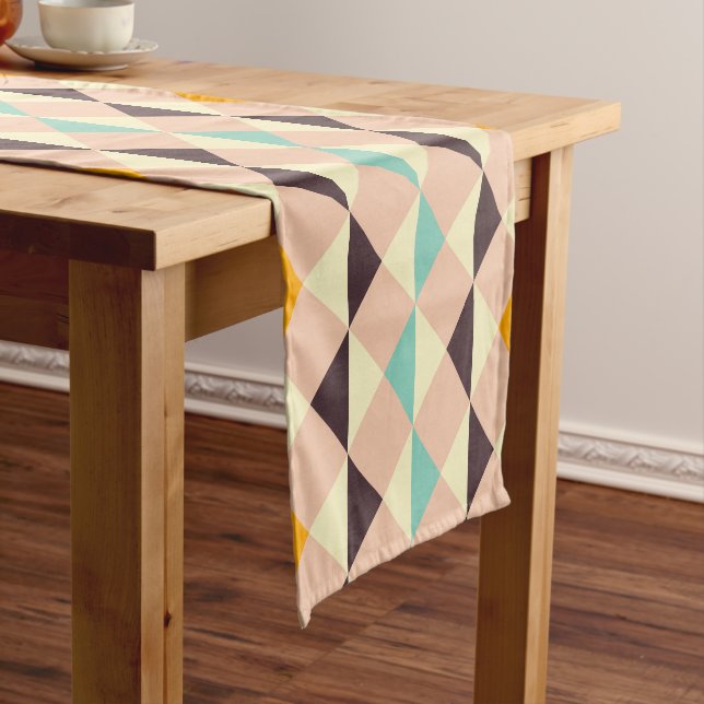 Geometric pattern overlapping diamonds & triangle short table runner (In Situ)