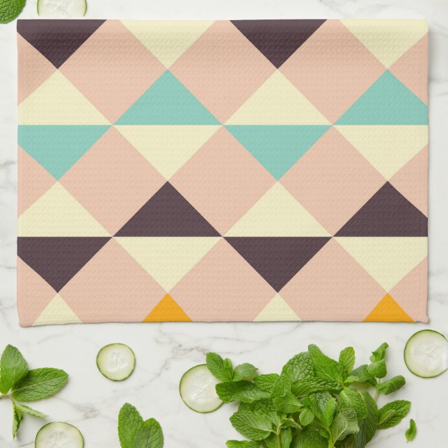 Geometric pattern overlapping diamonds & triangle tea towel (Folded)