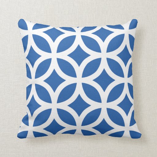 Image of Geometric Pattern Pillow in Cobalt Blue