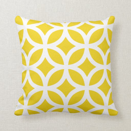 Image of Geometric Pattern Pillow in Lemon Yellow