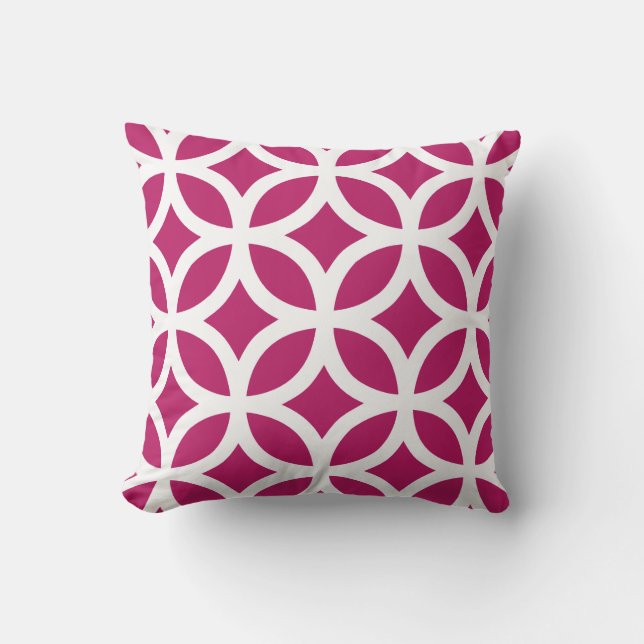 Geometric Pattern Pillow in Madder Carmine Red (Front)