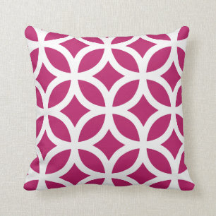 Geometric Pattern Pillow in Madder Carmine Red