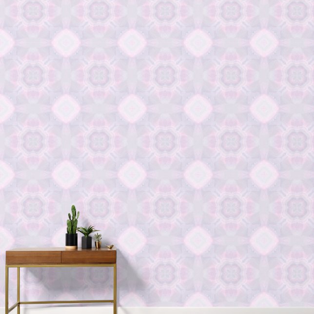 Geometric Pattern Pink And Grey Watercolor  Wallpaper (Hallway)