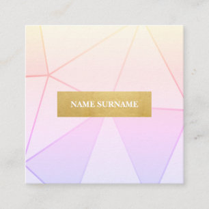 Geometric Pattern Purple Gold Square Business Card