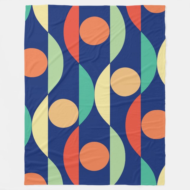 Geometric pattern retro colours 70s fleece blanket (Front)