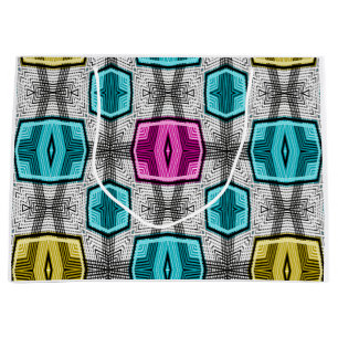 Geometric pattern retro sixties large gift bag