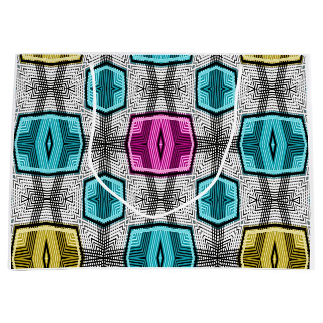 Geometric pattern retro sixties large gift bag (Front)