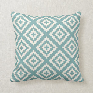 Geometric Pattern Sea Glass Blue Cushion