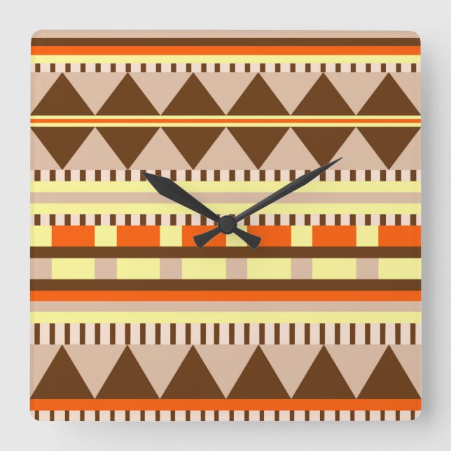 Geometric pattern square wall clock (Front)