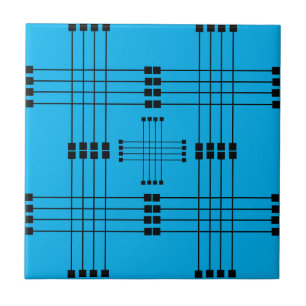 Geometric Pattern Squares Lines Sky Blue Tile