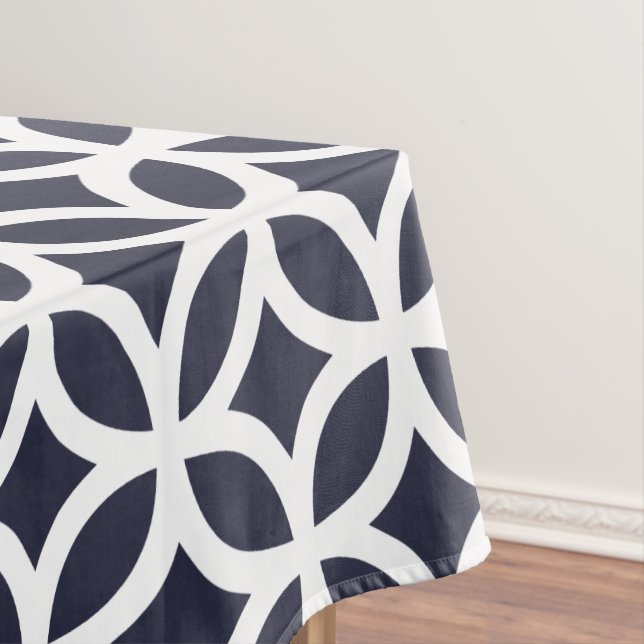 Geometric Pattern Tablecloth in Classic Blue (In Situ)