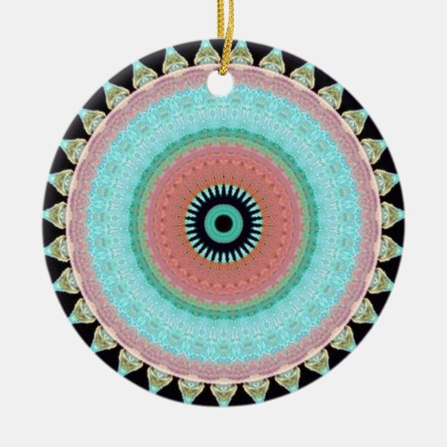 Geometric pattern Totem to inver itself Ceramic Tree Decoration (Front)