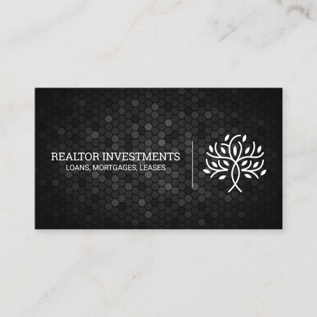 Geometric Pattern | Tree Icon Business Card (Front)